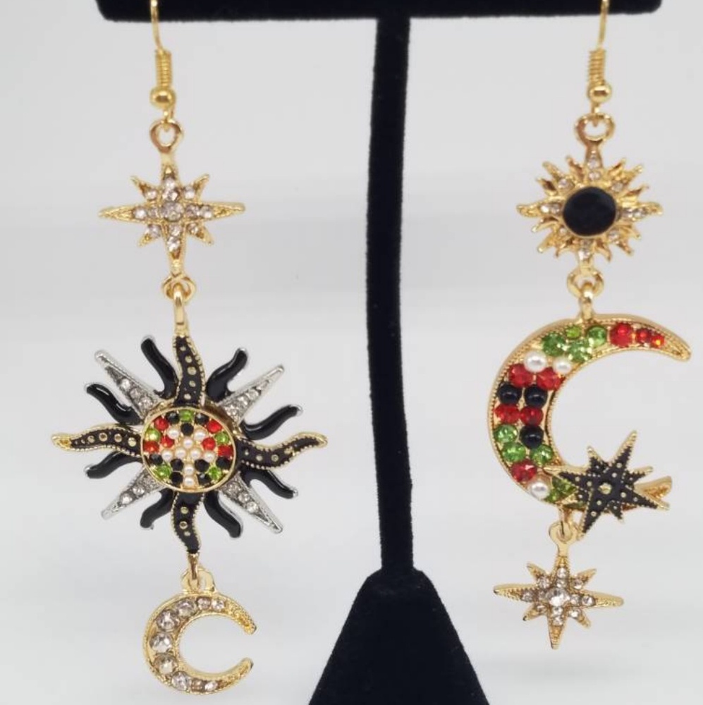 Starburst Earrings/ Moon Earrings/ Crescent Moon D